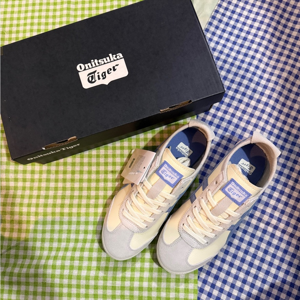 Onitsuka Tiger by Asics Cream, Light Blue & Pale Yellow Women's Sneakers - Picture 1 of 7